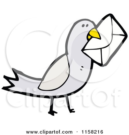 Cartoon of a Mail Bird - Royalty Free Vector Illustration by lineartestpilot