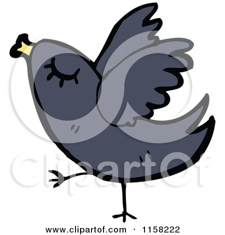Cartoon of a Black Bird - Royalty Free Vector Illustration by lineartestpilot