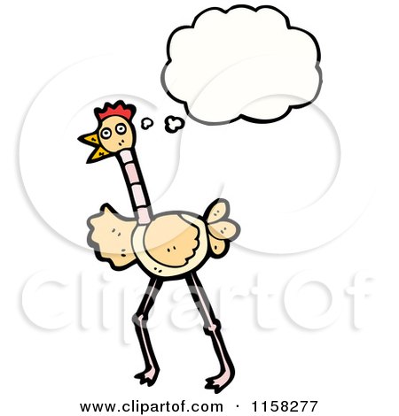 Cartoon of a Thinking Ostrich - Royalty Free Vector Illustration by lineartestpilot