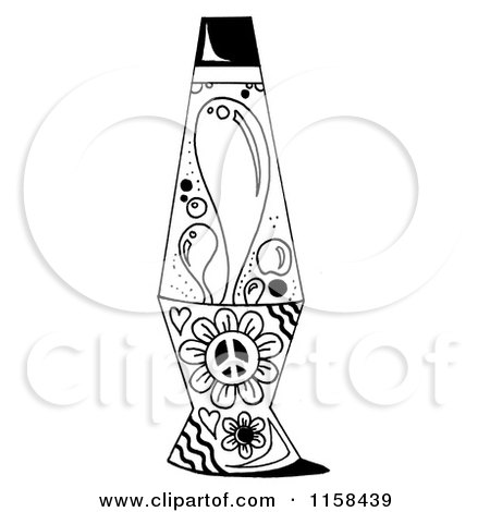 Clipart of a Sketched Black and White Lava Lamp - Royalty Free Illustration by LoopyLand