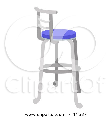 Metal Stool With a Blue Seat Clipart Illustration by AtStockIllustration