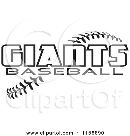 Clipart of Black and White Giants Baseball Text over Stitches