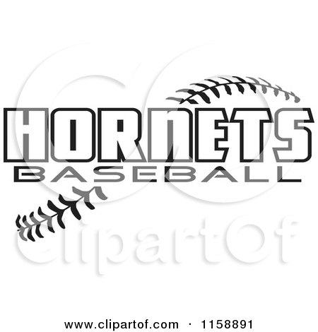 Clipart of Black and White Hornets Baseball Text over Stitches - Royalty Free Vector Illustration by Johnny Sajem