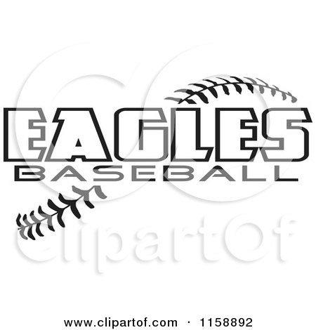 Clipart of Black and White Eagles Baseball Text over Stitches - Royalty Free Vector Illustration by Johnny Sajem