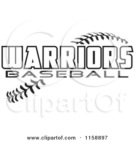 Clipart of Black and White Warriors Baseball Text over Stitches - Royalty Free Vector Illustration by Johnny Sajem