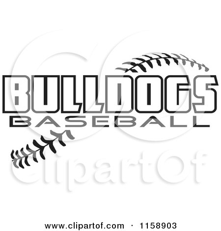 Clipart of Black and White Bulldogs Baseball Text over Stitches - Royalty Free Vector Illustration by Johnny Sajem