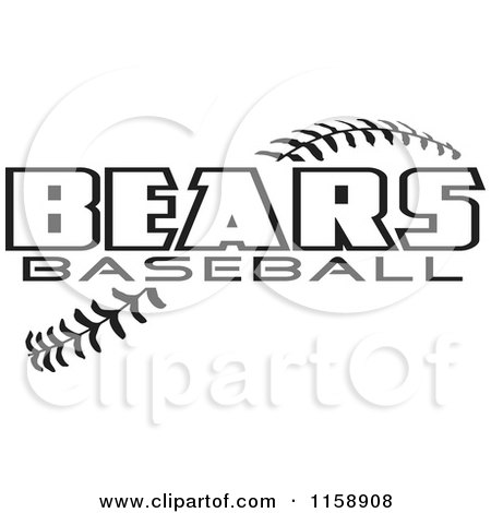 Clipart of Black and White Bears Baseball Text over Stitches - Royalty Free Vector Illustration by Johnny Sajem