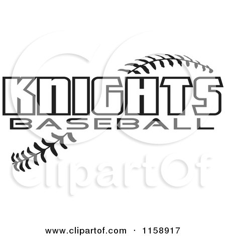Clipart of Black and White Knights Baseball Text over Stitches - Royalty Free Vector Illustration by Johnny Sajem