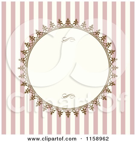 Clipart of a Pink Stripe Wedding Invitation with Round Copyspace - Royalty Free Vector Illustration by BestVector
