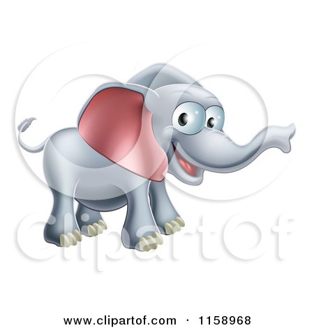 Cartoon of a Happy Elephant with a Smile - Royalty Free Vector Illustration by AtStockIllustration