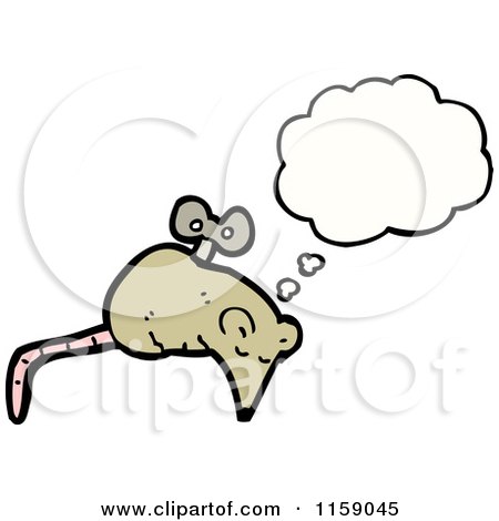 Cartoon of a Thinking Wind up Mouse - Royalty Free Vector Illustration by lineartestpilot