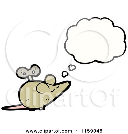 Cartoon of a Thinking Wind up Mouse - Royalty Free Vector Illustration by lineartestpilot