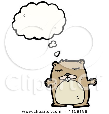 Cartoon of a Thinking Beaver - Royalty Free Vector Illustration by lineartestpilot