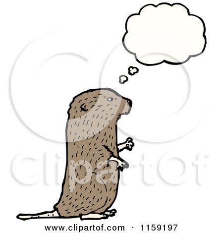Cartoon of a Thinking Beaver - Royalty Free Vector Illustration by lineartestpilot