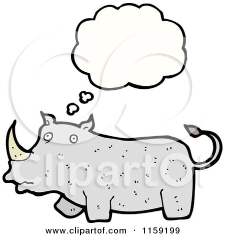 Cartoon of a Thinking Rhino - Royalty Free Vector Illustration by lineartestpilot