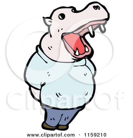 Cartoon of a Hippo - Royalty Free Vector Illustration by lineartestpilot