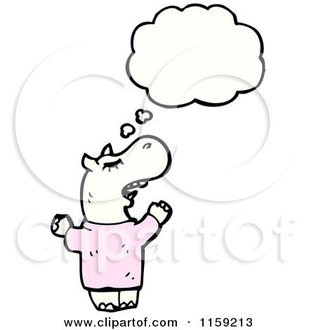 Cartoon of a Thinking Hippo - Royalty Free Vector Illustration by lineartestpilot