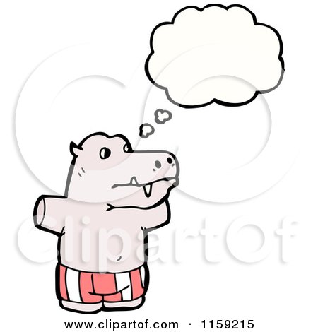 Cartoon of a Thinking Hippo - Royalty Free Vector Illustration by lineartestpilot