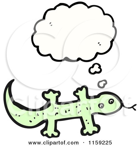 Cartoon of a Thinking Lizard - Royalty Free Vector Illustration by lineartestpilot