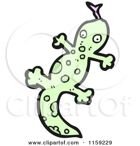 Cartoon of a Green Gecko - Royalty Free Vector Illustration by lineartestpilot