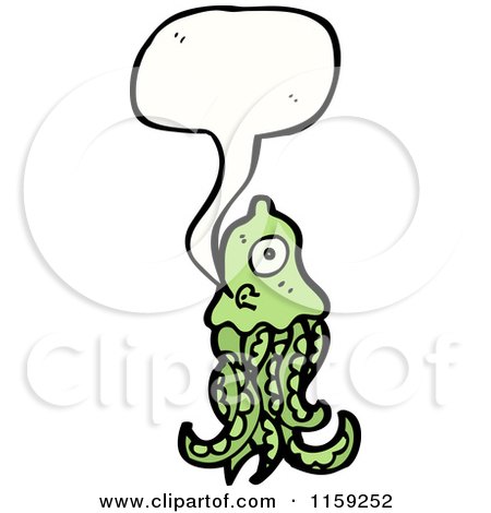 Cartoon of a Talking Green Jellyfish - Royalty Free Vector Illustration by lineartestpilot