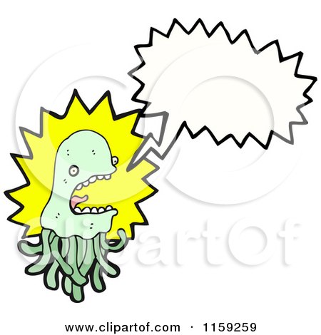 Cartoon of a Talking Green Jellyfish - Royalty Free Vector Illustration by lineartestpilot