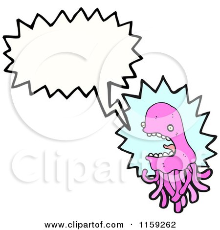 Cartoon of a Talking Pink Jellyfish - Royalty Free Vector Illustration by lineartestpilot