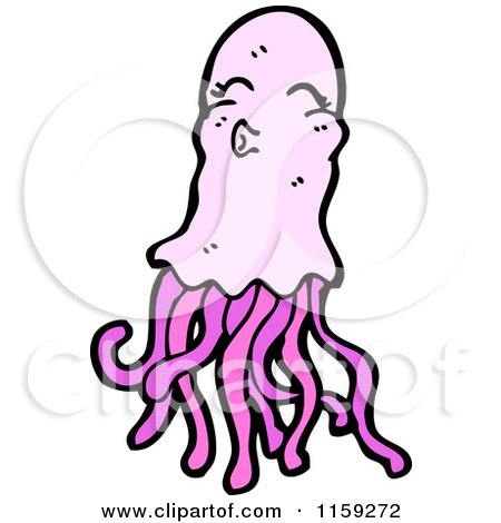 Cartoon of a Pink Jellyfish - Royalty Free Vector Illustration by lineartestpilot