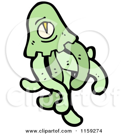Cartoon of a Green Jellyfish - Royalty Free Vector Illustration by lineartestpilot