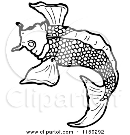 Cartoon of a Black and White Koi Fish - Royalty Free Vector Illustration by lineartestpilot