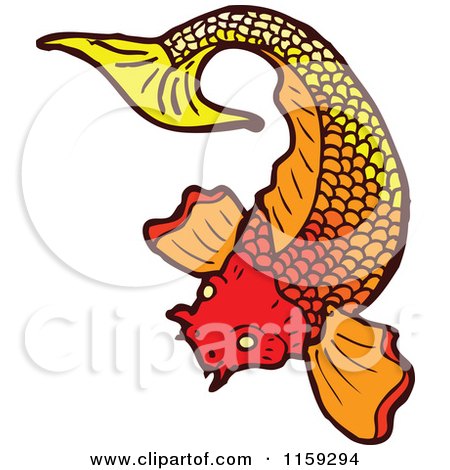 Cartoon of an Orange Koi Fish - Royalty Free Vector Illustration by lineartestpilot