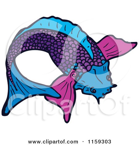 Cartoon of a Purple Koi Fish - Royalty Free Vector Illustration by lineartestpilot