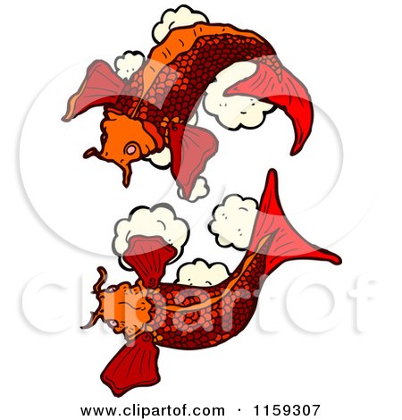 Cartoon of Red Koi Fish - Royalty Free Vector Illustration by lineartestpilot