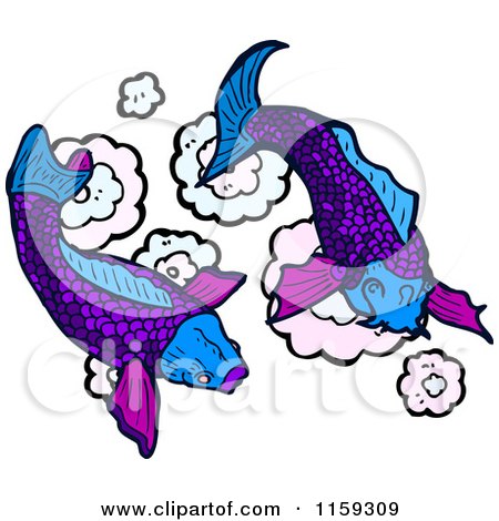 Cartoon of Purple Koi Fish - Royalty Free Vector Illustration by lineartestpilot
