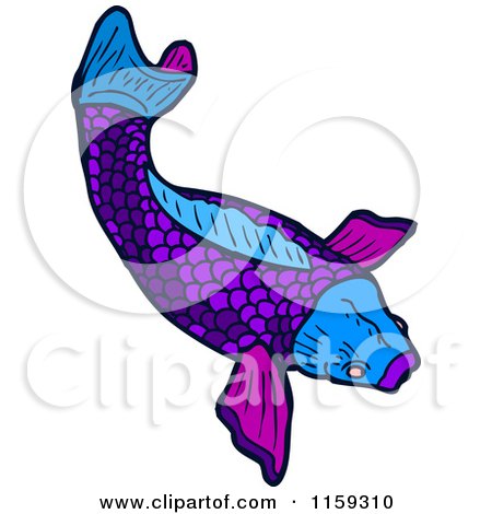 Cartoon of a Purple Koi Fish - Royalty Free Vector Illustration by lineartestpilot