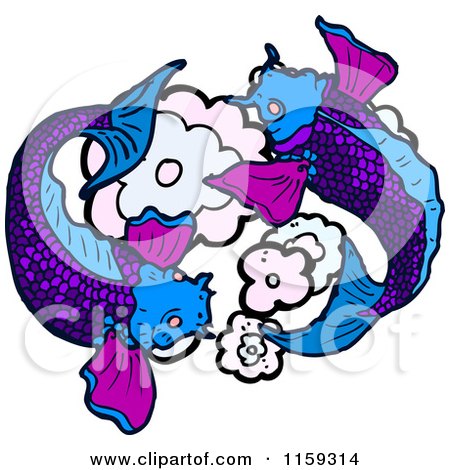 Cartoon of Purple Koi Fish - Royalty Free Vector Illustration by lineartestpilot