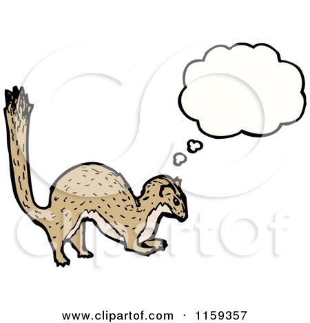 Cartoon of a Thinking Weasel - Royalty Free Vector Illustration by lineartestpilot