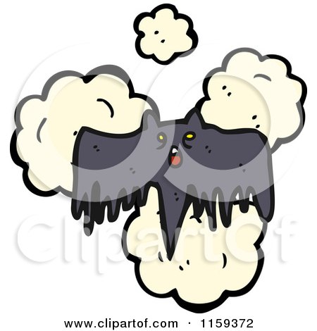 Cartoon of a Flying Bat and Clouds - Royalty Free Vector Illustration by lineartestpilot