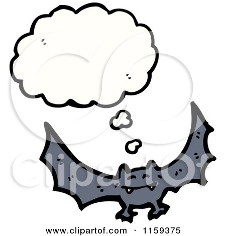 Cartoon of a Thinking Vampire Bat - Royalty Free Vector Illustration by lineartestpilot