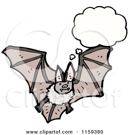 Cartoon of a Thinking Vampire Bat - Royalty Free Vector Illustration by lineartestpilot