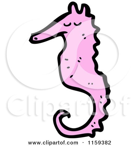 Cartoon of a Pink Seahorse - Royalty Free Vector Illustration by lineartestpilot