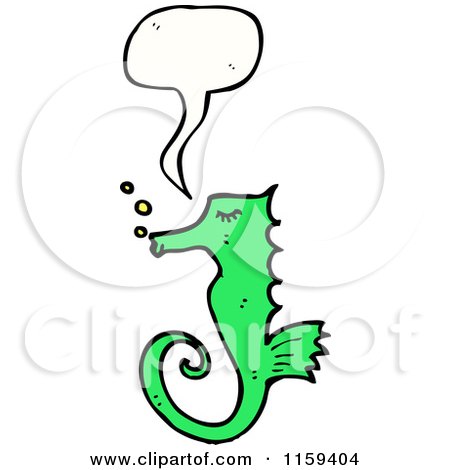 Cartoon of a Talking Green Seahorse - Royalty Free Vector Illustration by lineartestpilot