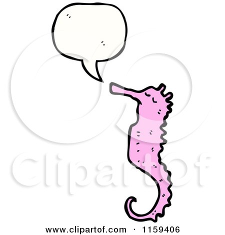 Cartoon of a Talking Pink Seahorse - Royalty Free Vector Illustration by lineartestpilot