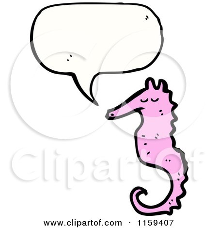 Cartoon of a Talking Pink Seahorse - Royalty Free Vector Illustration by lineartestpilot
