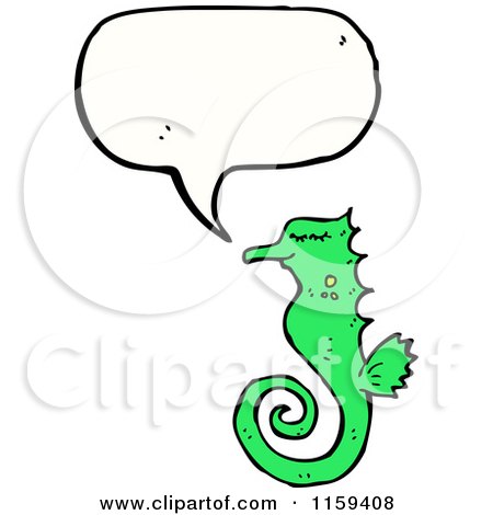 Cartoon of a Talking Green Seahorse - Royalty Free Vector Illustration by lineartestpilot