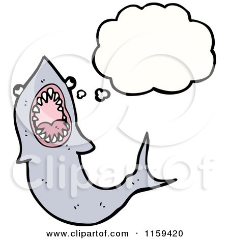 Cartoon of a Thinking Shark - Royalty Free Vector Illustration by lineartestpilot