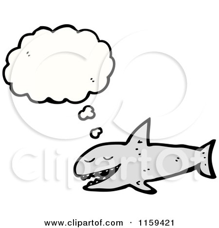 Cartoon of a Thinking Shark - Royalty Free Vector Illustration by lineartestpilot