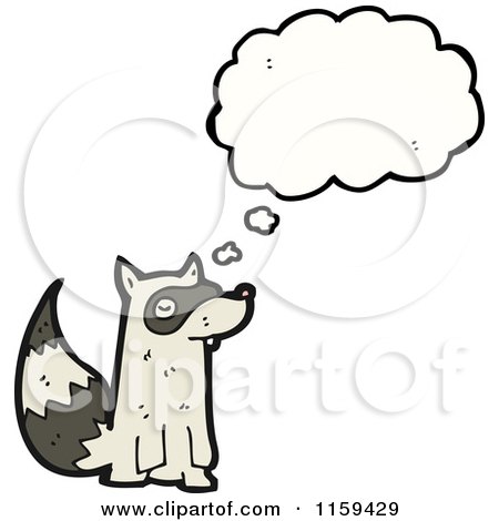 Cartoon of a Thinking Raccoon - Royalty Free Vector Illustration by lineartestpilot