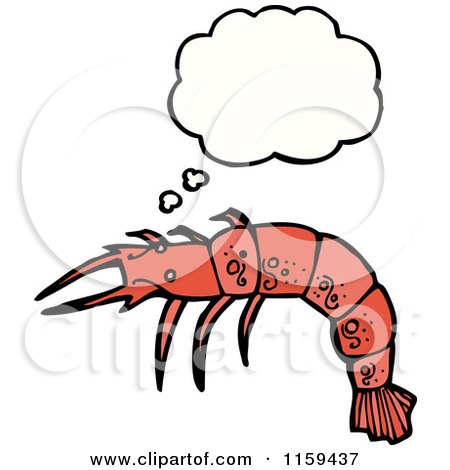 Cartoon of a Thinking Prawn - Royalty Free Vector Illustration by lineartestpilot