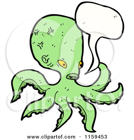 Cartoon of a Talking Green Octopus - Royalty Free Vector Illustration by lineartestpilot